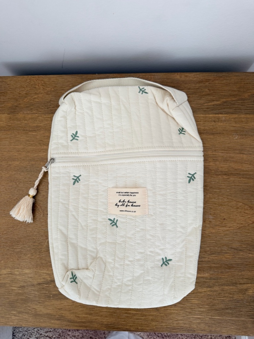 Cream Quilted Bottle Bag